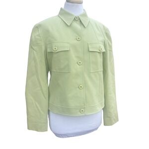 Lafayette 148 Green Cotton Button-Front Blazer
